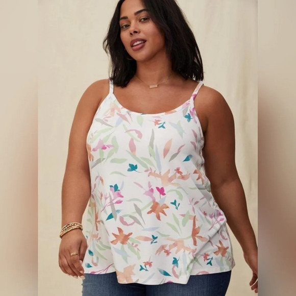 Torrid-1 soft knit Floral Camisole tank top spaghetti strap Cami 1X Summer - Picture 1 of 6